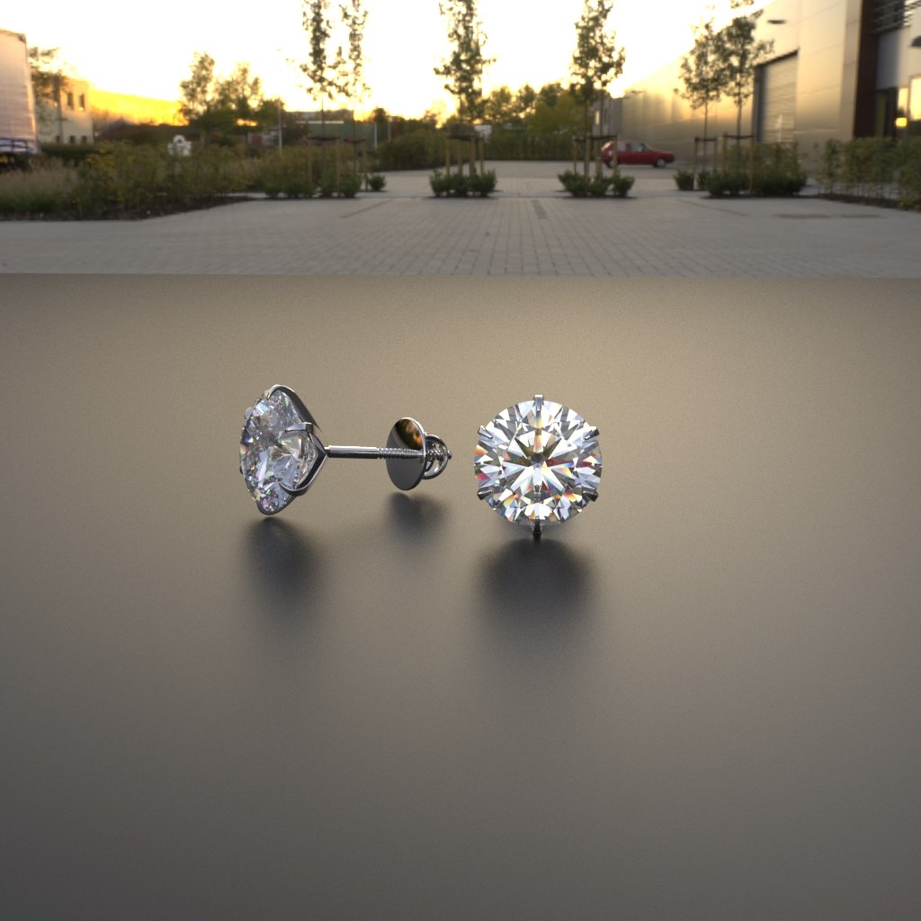 Avarta Jewellery Sterling Silver 1 Carat Each Unisex Solitaires Stud Earrings