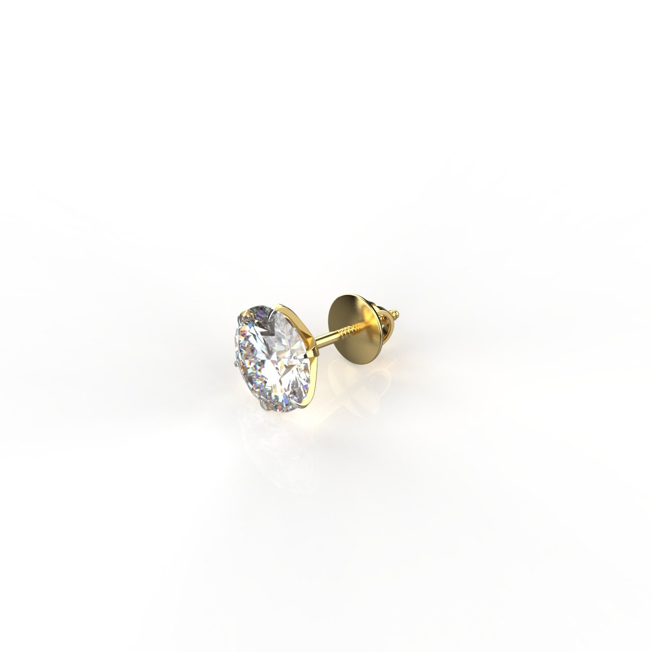 Avarta Jewellery 18k Gold 1.50 Carat Moissanite Unisex Solitaire Studs - Single Pcs