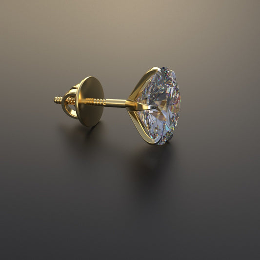 Avarta Jewellery 18k Gold 2 Carat Moissanite Solitaire Stud Earrings - Single Pcs