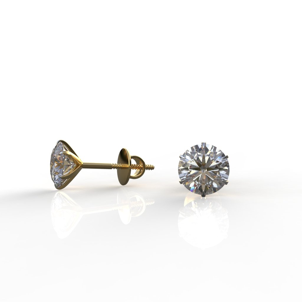 Avarta Jewellery 18k Gold 1.30 Carat Moissanite Unisex Solitaire Studs