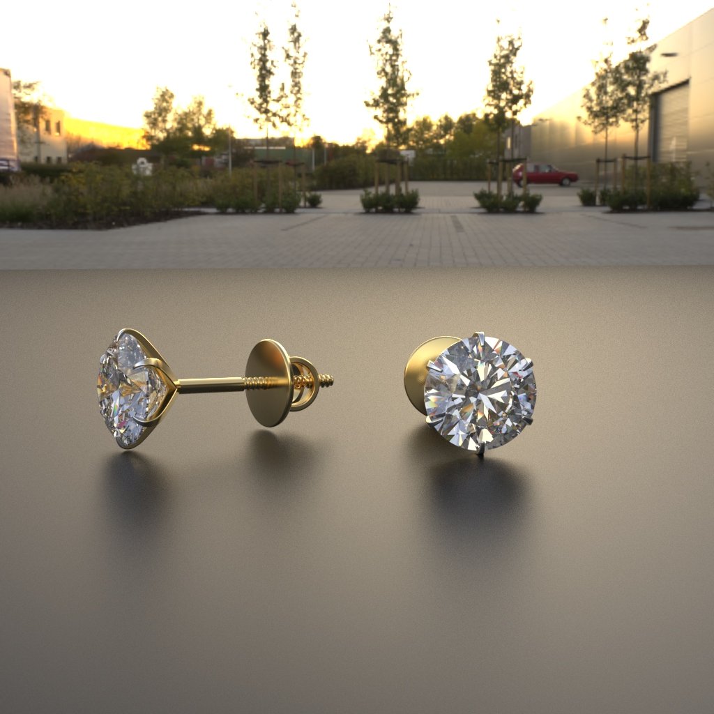 Avarta Jewellery 18k Gold 1 Carat Moissanite Unisex Solitaire Studs