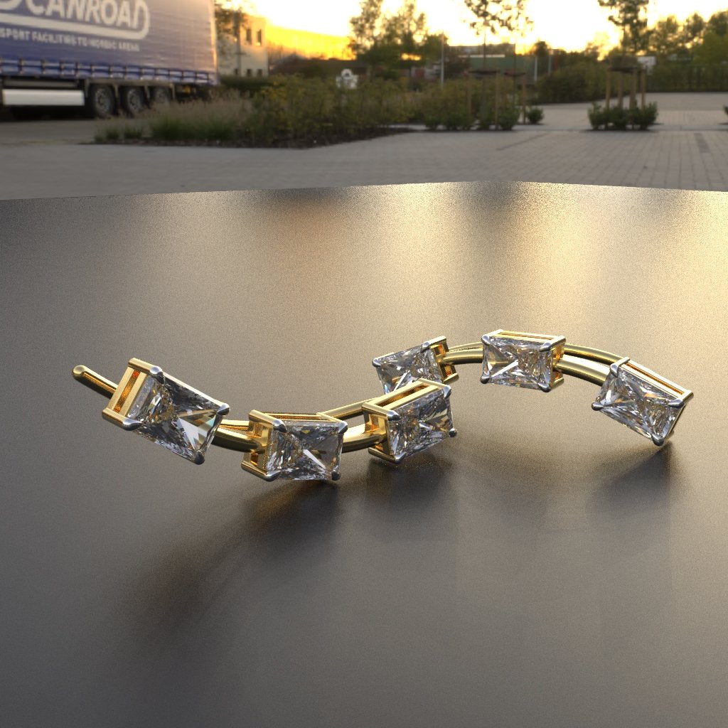 Avarta Jewellery 18k Gold Baguette Cuff Earrings