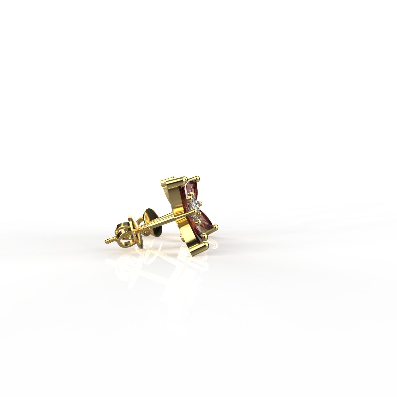 18k Gold Ruby Moissanite Stud Earrings