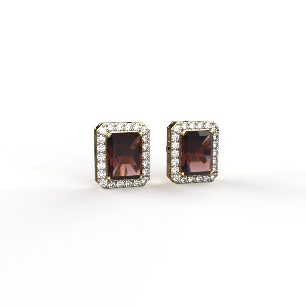 Avarta Jewellery 18k Gold 2.70 Carat Each Natural Ruby & Moissanite Studs