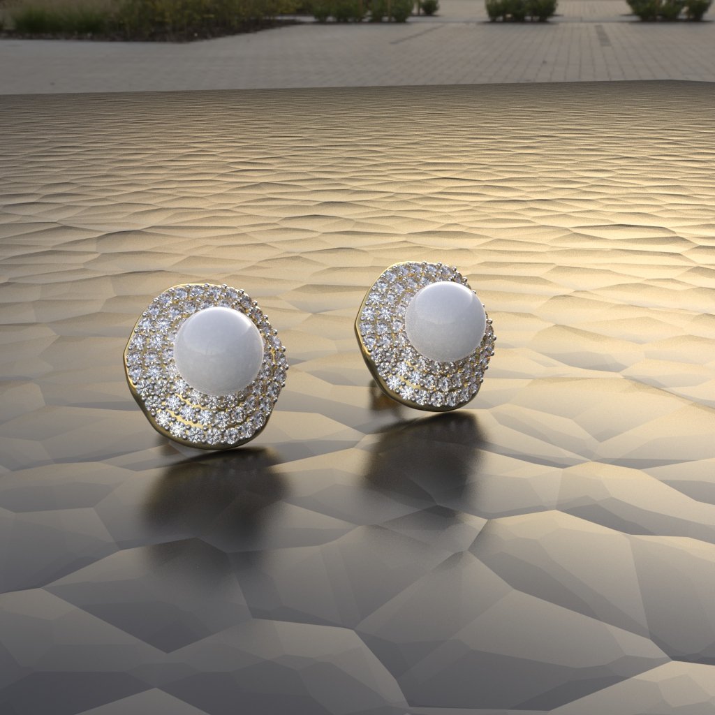 Avarta Sterling Silver Pearl & Diamond Stud Earrings