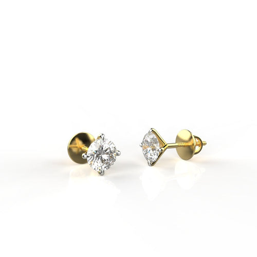 Avarta 18k Gold 50 Cents Each Moissanite Solitaire Unisex Stud Earrings