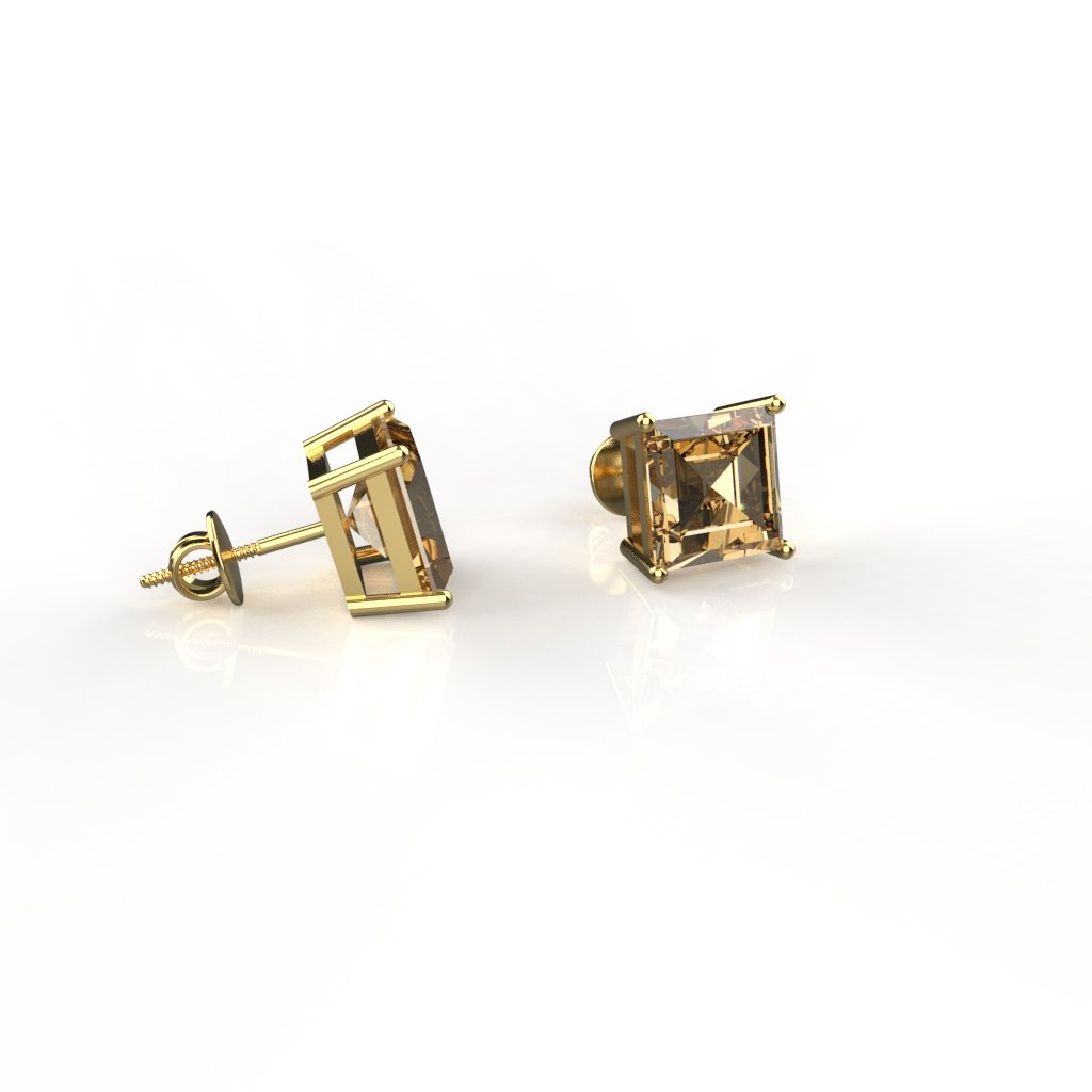Avarta Jewellery 18k Gold 4 Carat Each Moissanite Princess Cut Stud Earrings