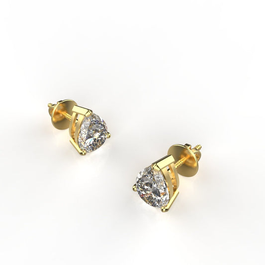 Avarta 18k Gold 1.25 Carat Each Pear Moissanite Solitaire Stud Earrings