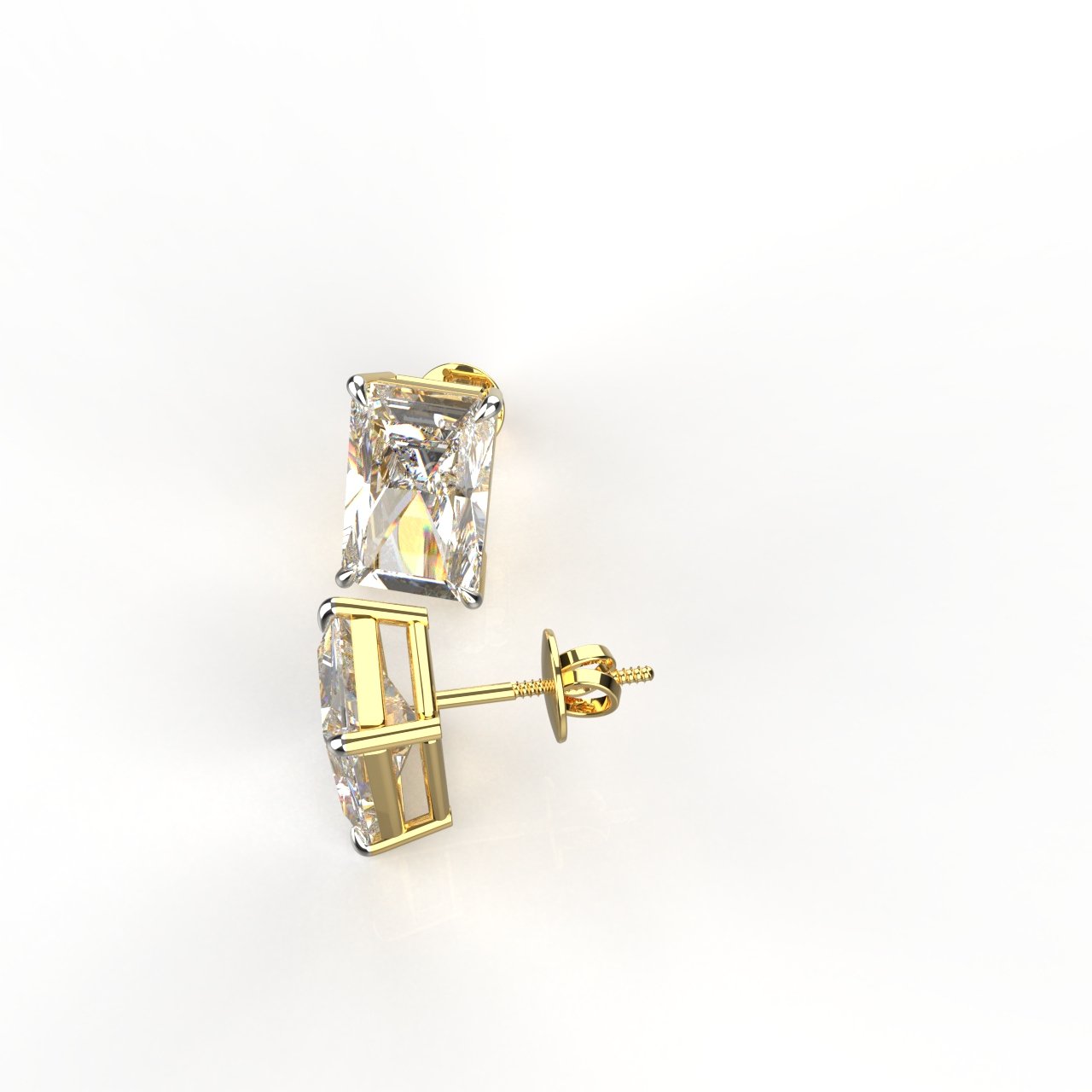 Avarta Jewellery 18K Gold 5 Carat Each Radiant Cut Solitaire Earrings