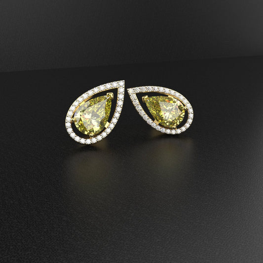18k Gold 1.30 Carat Each Yellow Moissanite Studs Earring