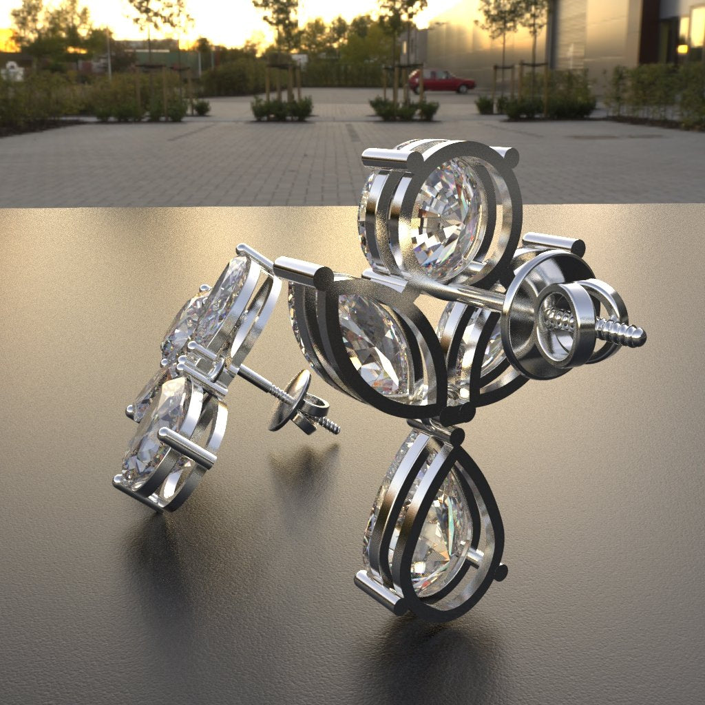 Avarta 14k White Gold Moissanite Dangler Earring