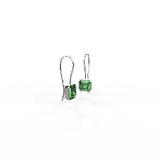 Avarta Jewellery Sterling Silver Emerald Dangler Earrings