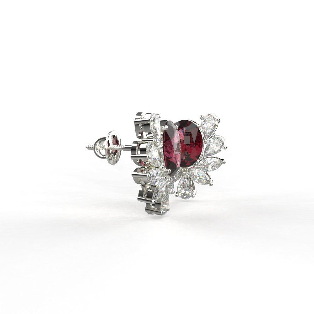Avarta Gold Ruby Moissanite Stud Earrings