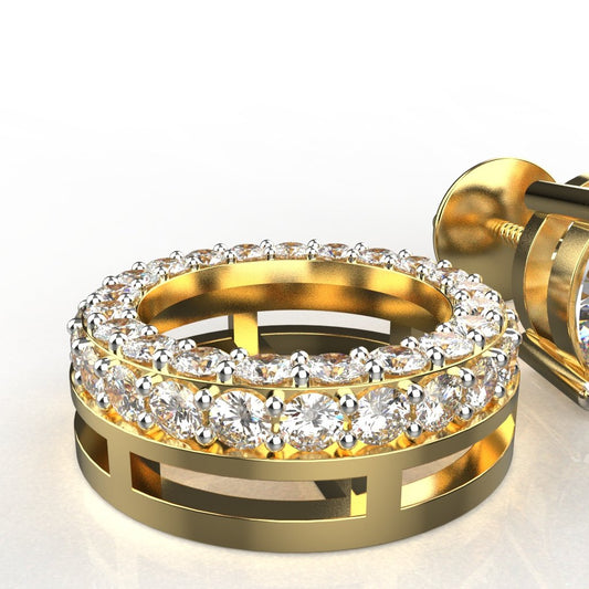 Avarta Jewellery Yellow Gold 1 Carat Lab Diamond Jacket Solitaire Earrings