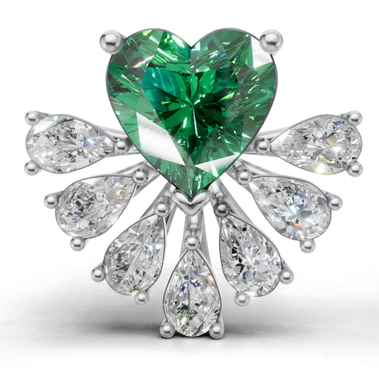 Avarta Gold Emerald Heart Lab Diamond Earrings