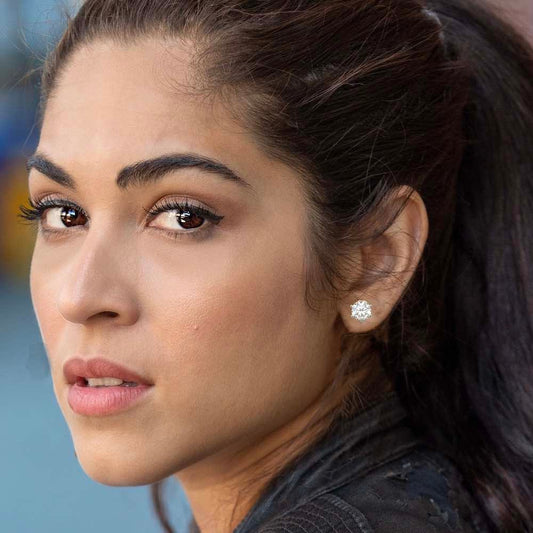 Avarta Jewellery 92.5 Sterling Silver 1.50 Carat Each Solitaire Stud Earrings With Gold Polish for Girls & Women