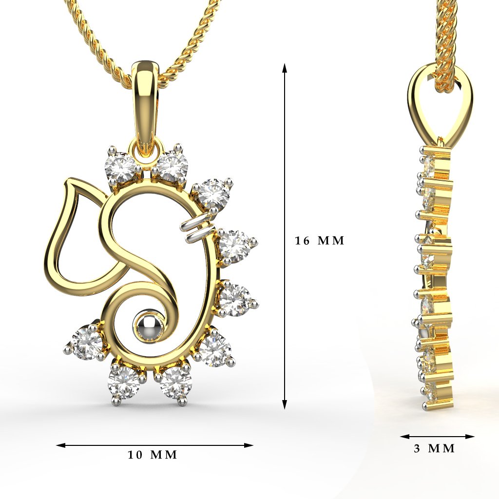 Avarta 18k Ganesh Pendant for Kids, Girls & Women