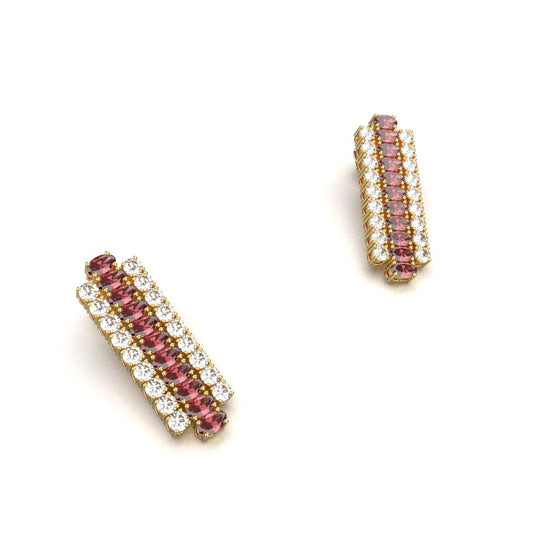 Avarta Gold Polished Red Necklace With Earring