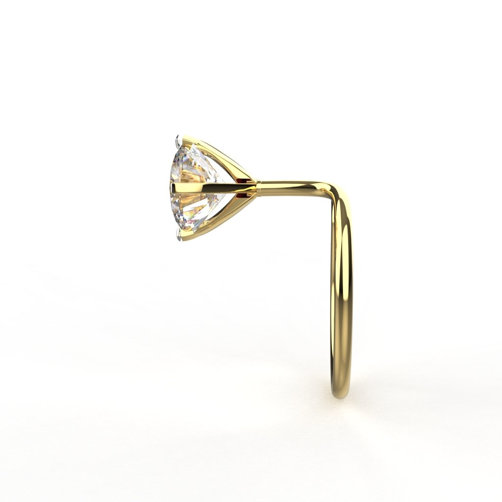 Avarta 18k Yellow Gold 70 Cents Moissanite Solitaire Nosepin For Girls & Women