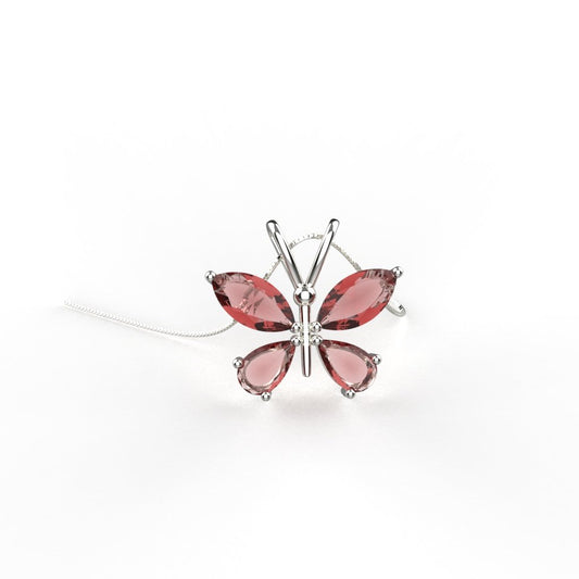 Avarta Jewellery Sterling Silver Red Butterfly Pendant for Kids, Girls & Women
