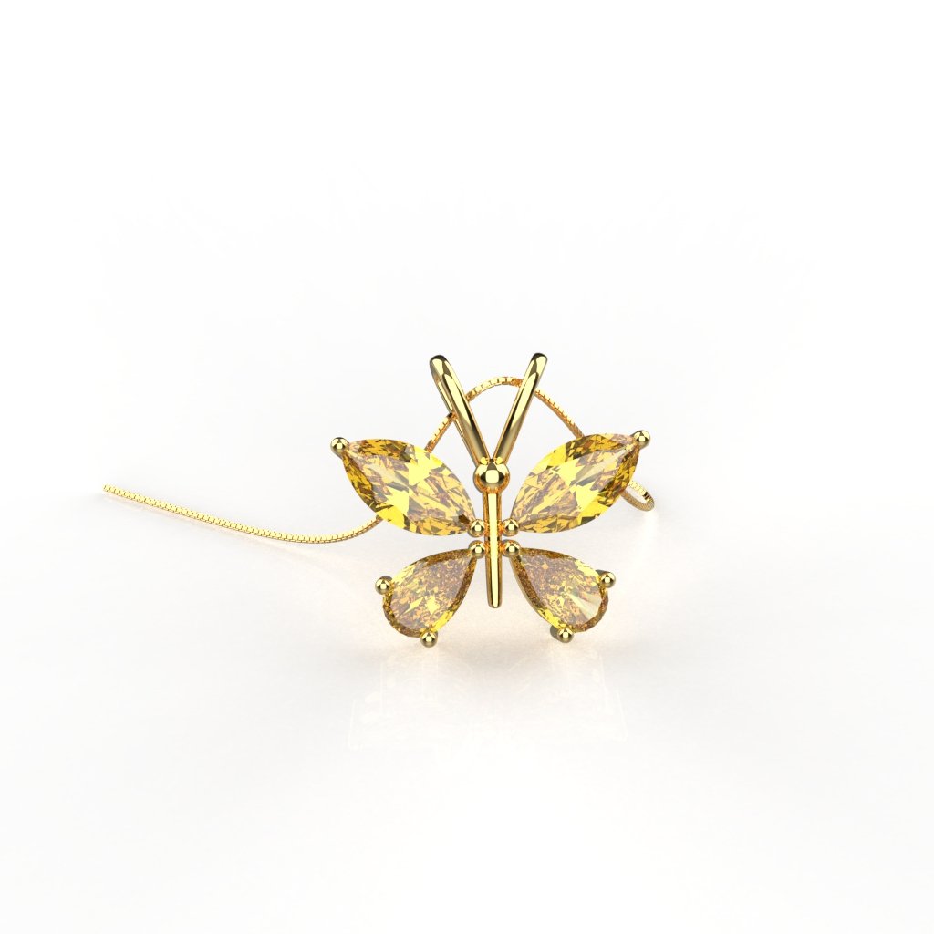 Avarta Jewellery Sterling Silver Yellow Butterfly Pendant for Kids, Girls & Women