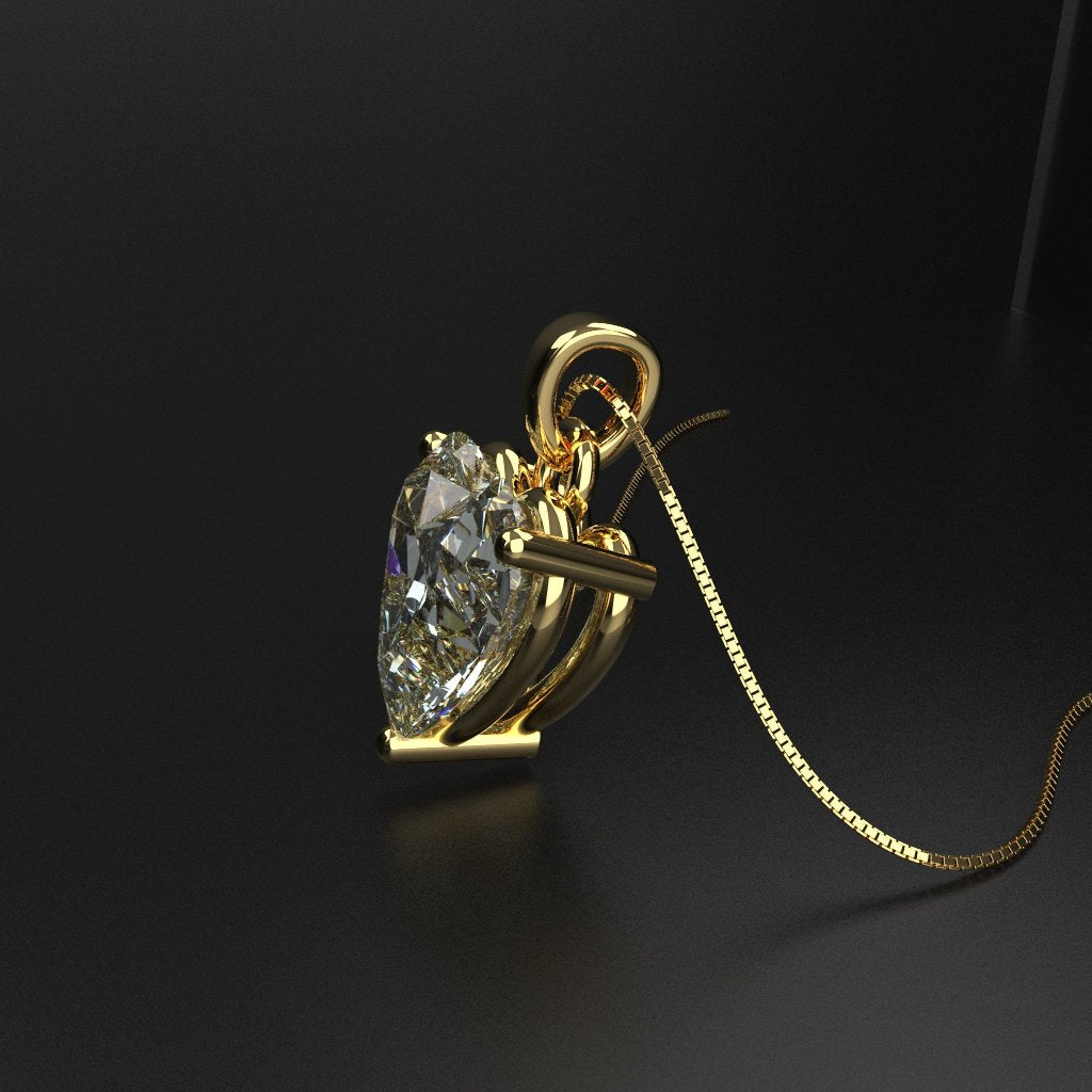 Avarta Jewellery 18k Gold Solitaire Moissanite Heart Pendant