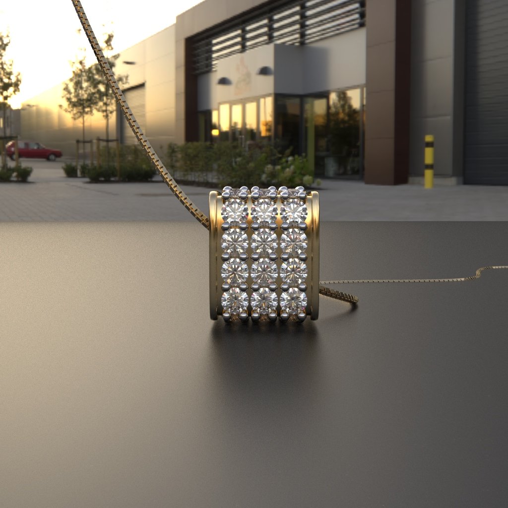 Avarta Jewellery Sterling Silver Diamond Square Pendant With Gold Polish and Chain For Girls & Women