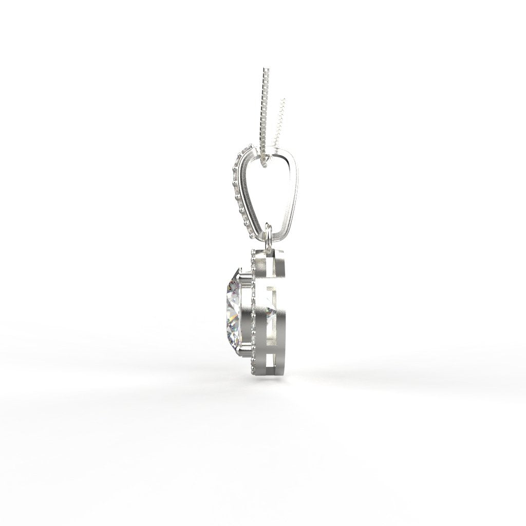 Avarta Jewellery 18k White Gold Solitaire Halo Pendant