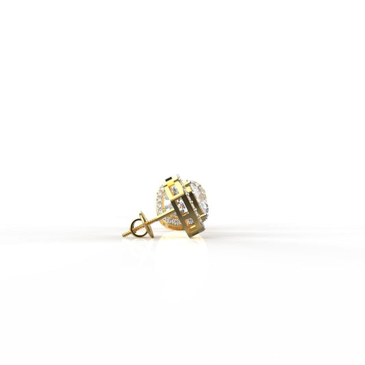 Avarta Jewellery 18k Gold 2.50 Carat each Halo Moissanite Solitaire Studs