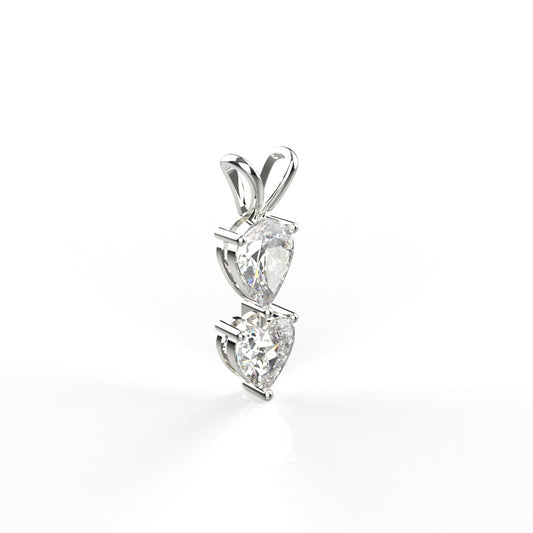 Avarta Jewellery 18k White Gold Moissanite Solitaire Heart & Pear Pendant