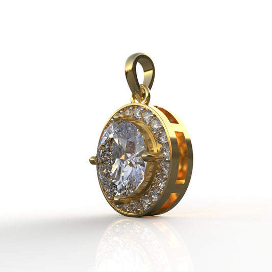 Avarta Jewellery 18k Gold 2 Carat Moissanite Solitaire Halo Pendant For Girls & Women