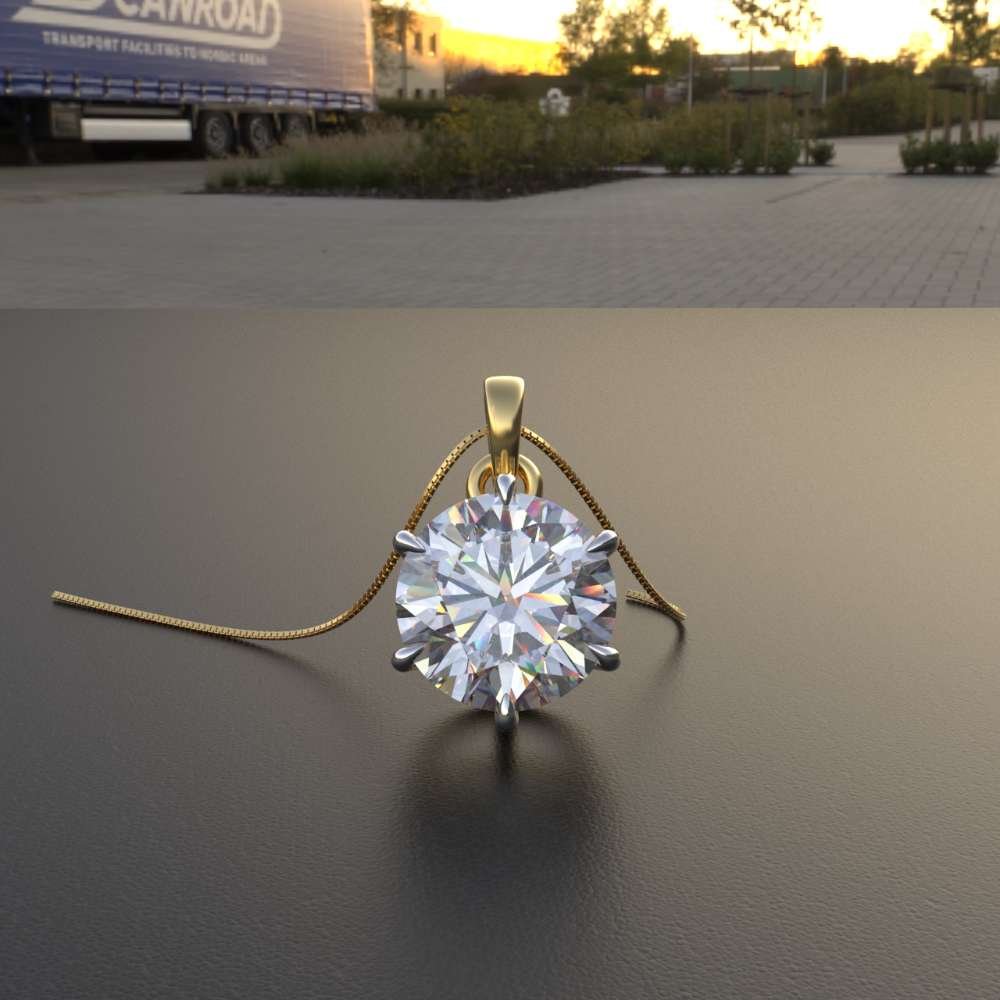 Avarta Jewellery 18k Gold 2 Carat Moissanite Solitaire Pendant For Girls & Women