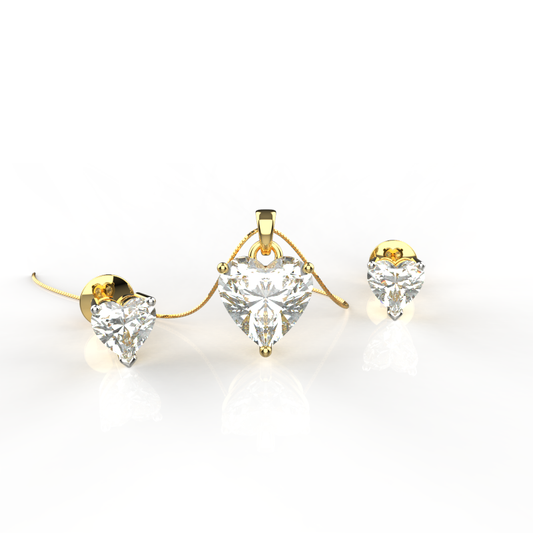 Avarta Jewellery Sterling Silver 2 Carat Solitaire Heart Shape Pendant Set