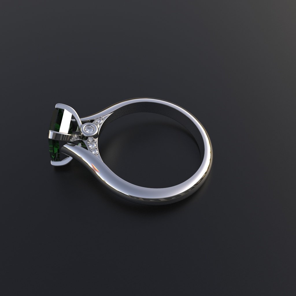 Avarta Jewellery Sterling Silver Faux Emerald Ring With Diamonds For Girls & Women