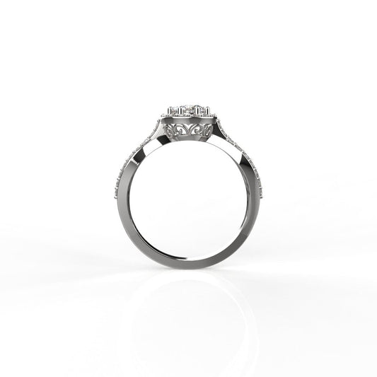 Avarta Jewellery Sterling Silver 0.50 Carat Solitaire Halo Ring For Girls & Women