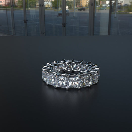 Avarta Jewellery Sterling Silver 8 Carat Princess Cut Eternity Band of 0.50 Carat Each