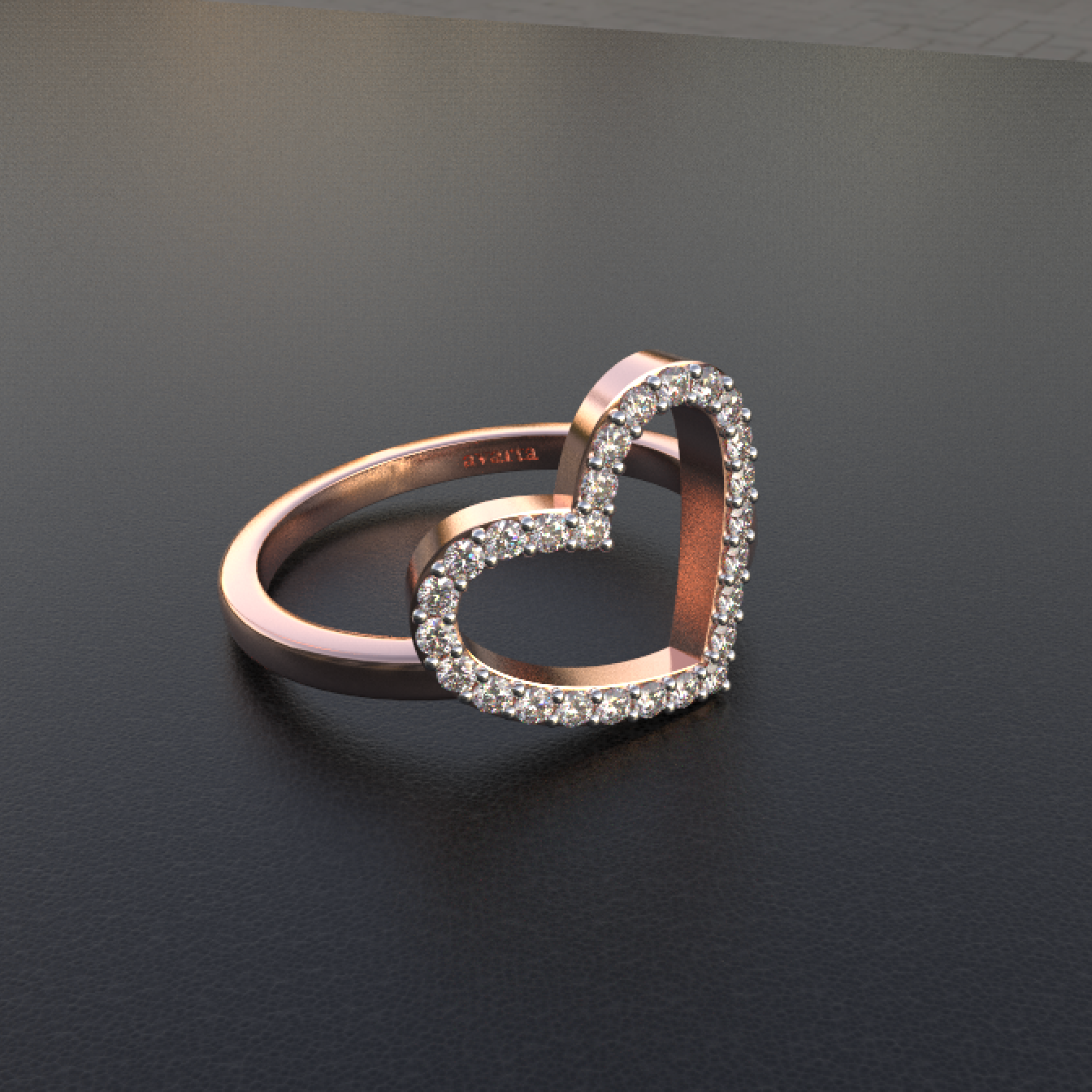 Avarta 14k Rose Gold Heart Diamond Ring