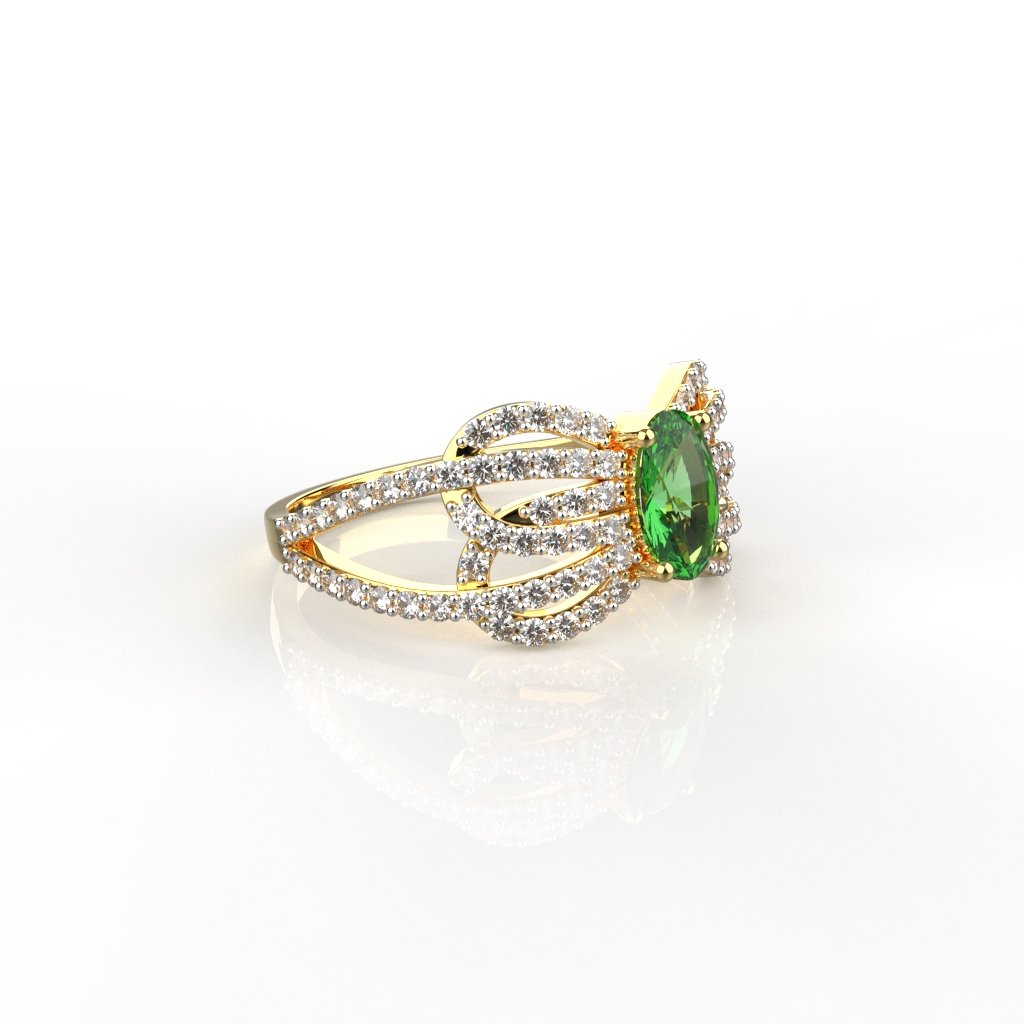 Avarta Jewellery 18K Gold Moissanite Emerald Ring For Women & Girls