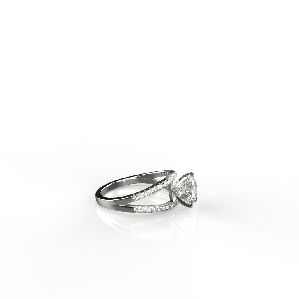 Avarta Jewellery 18k White Gold Bridal Solitaire Moissanites Ring