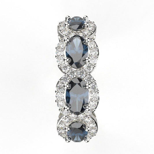 Avarta Jewellery Sterling Silver Blue Sapphire Ring With Moissanite
