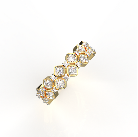 Avarta Jewellery Gold Double Band Diamond Ring in Lab Diamonds