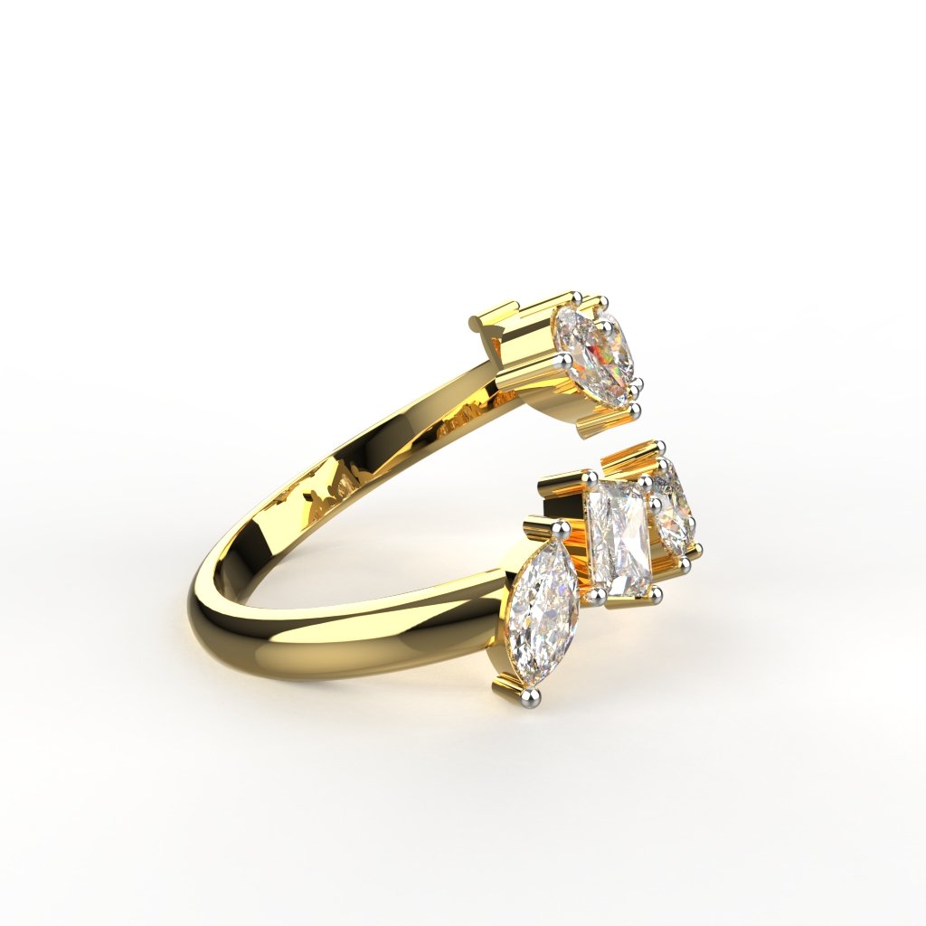 Avarta Jewellery Gold Wavy Fancy Lab Diamond Ring