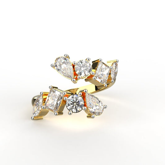 Avarta Jewellery Gold Wavy Fancy Lab Diamond Ring