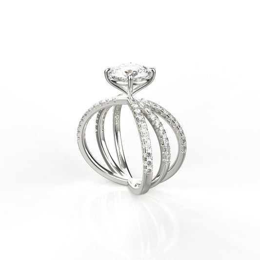 Avarta Jewellery White Gold 1.50 Carat Solitaire and 80 cents Round Moissanite Ring