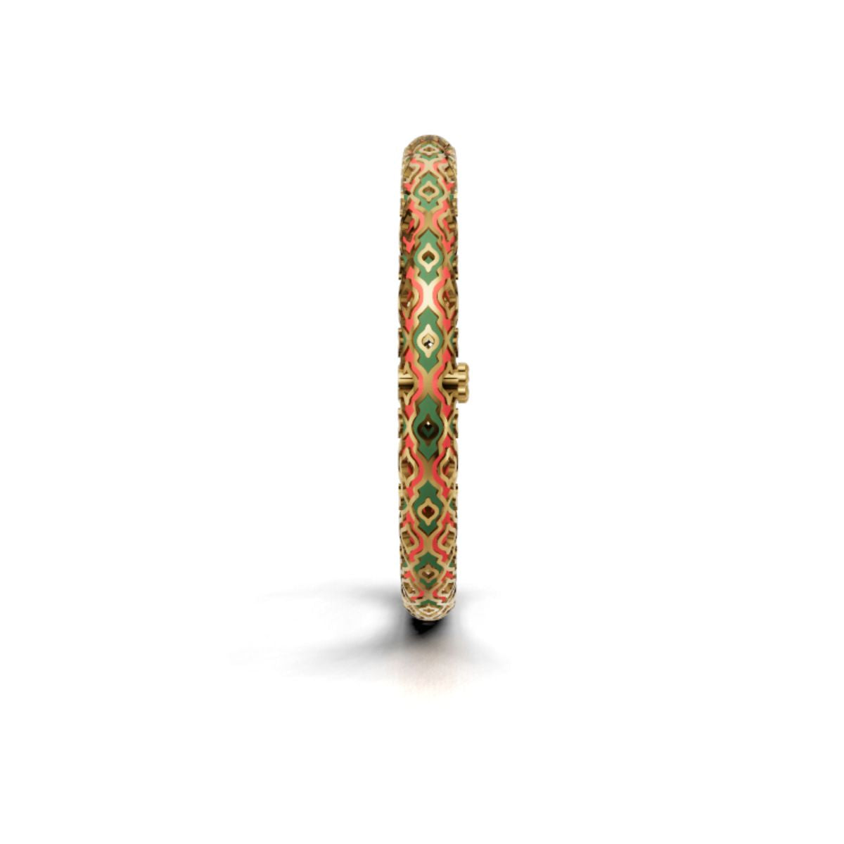 Royal Red Green Enamel Bangle | Handcrafted Temple Inspired Jewelry Sterling Silver Bangle - Single Pcs