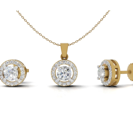 Avarta 25 Cents Halo Solitaire Pendant Set Without Chain With Lab Diamonds
