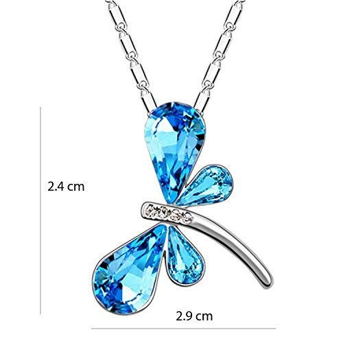 Avarta Allure Swarovski Element Blue Dragonfly Pendant for Girls and Women