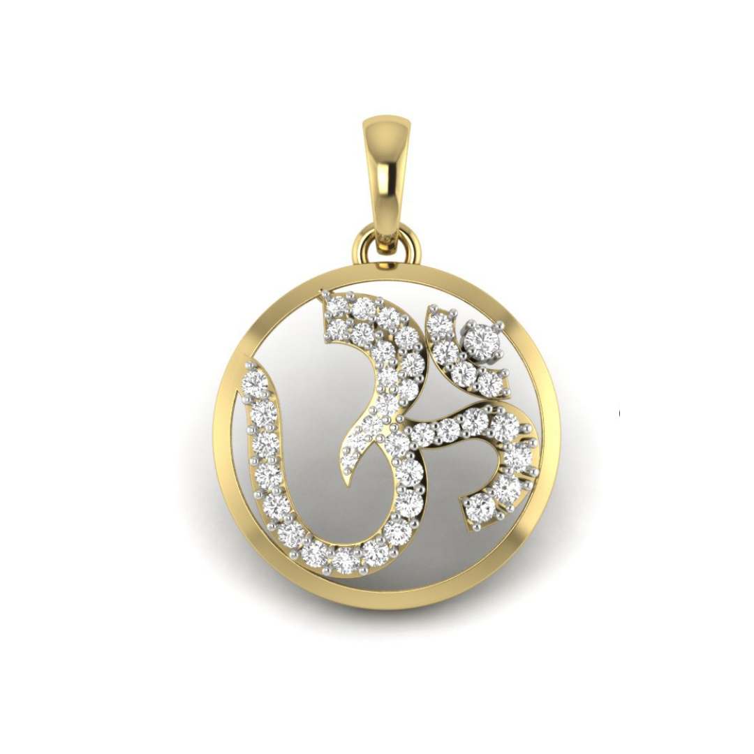 Luxury Spiritual Jewellery Om Diamond Pendant in 9K, 14K & 18K Gold | International Designer Inspired Om Pendant
