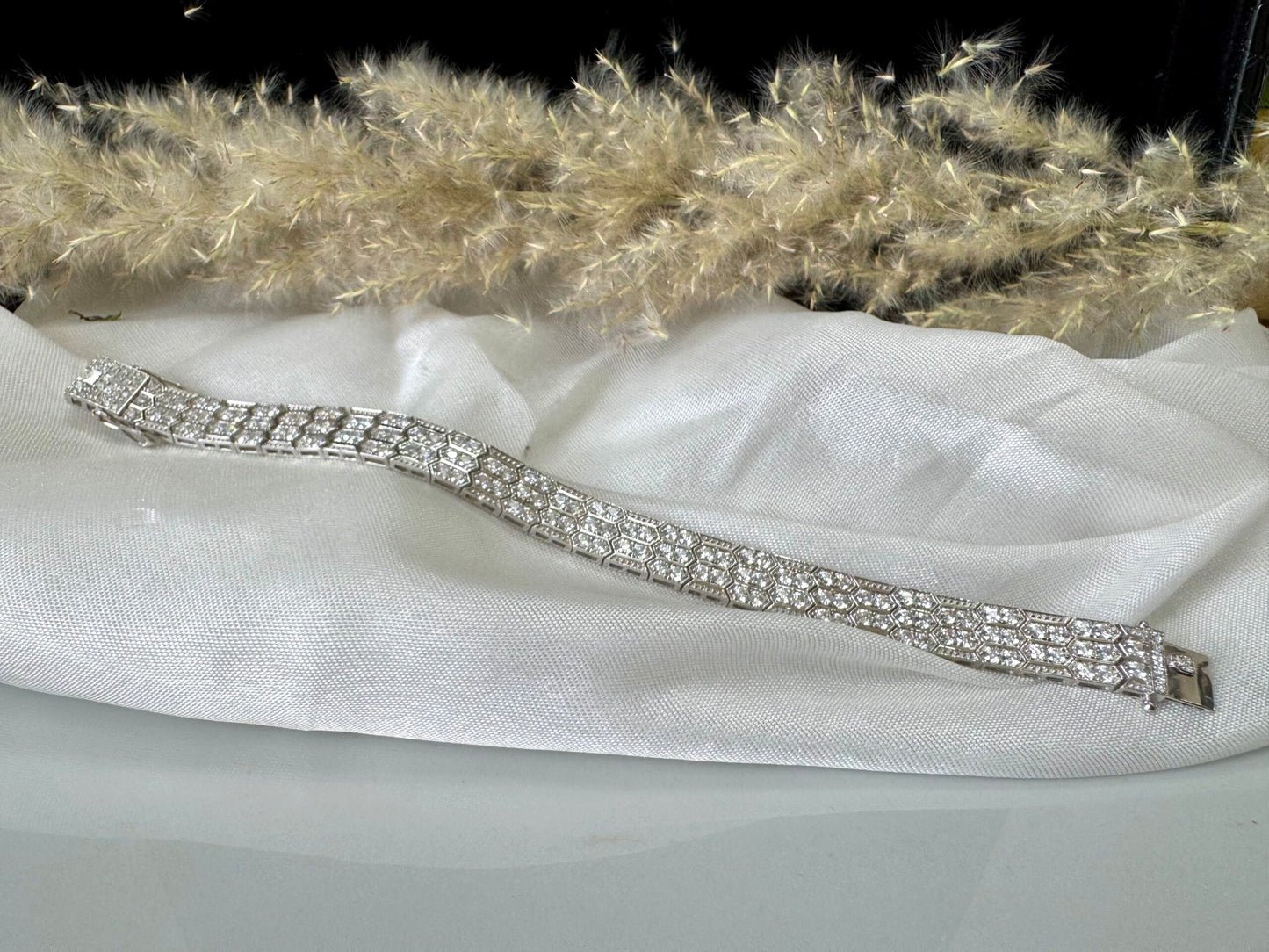 Luxury Hexagon Diamond Bracelet - Art Deco Statement, Elegant Wedding, Anniversary Gift, Handcrafted Sparkle, Vintage Glamour for Her