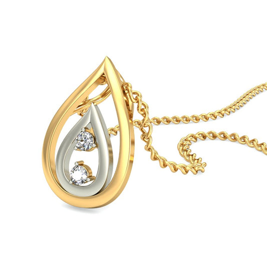 Dancing Teardrops Dual Tone Pendant, Sparkling Lab Grown Diamond Intertwined Necklace in 9K/14K/18K Gold